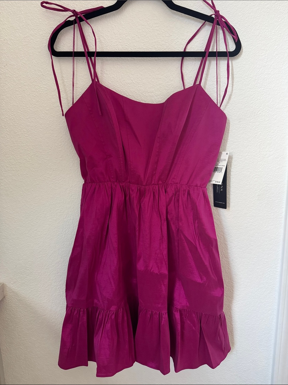 Adrianna Papell Bright Fuchsia Tie-Strap Mini Dress